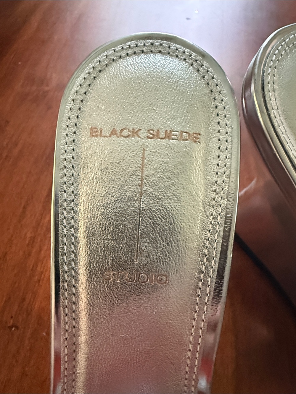 Black Sued Studio Metallic Silver Maeva Mules Wedge Sandals Pointy Toe Sz 38 - Picture 3 of 14